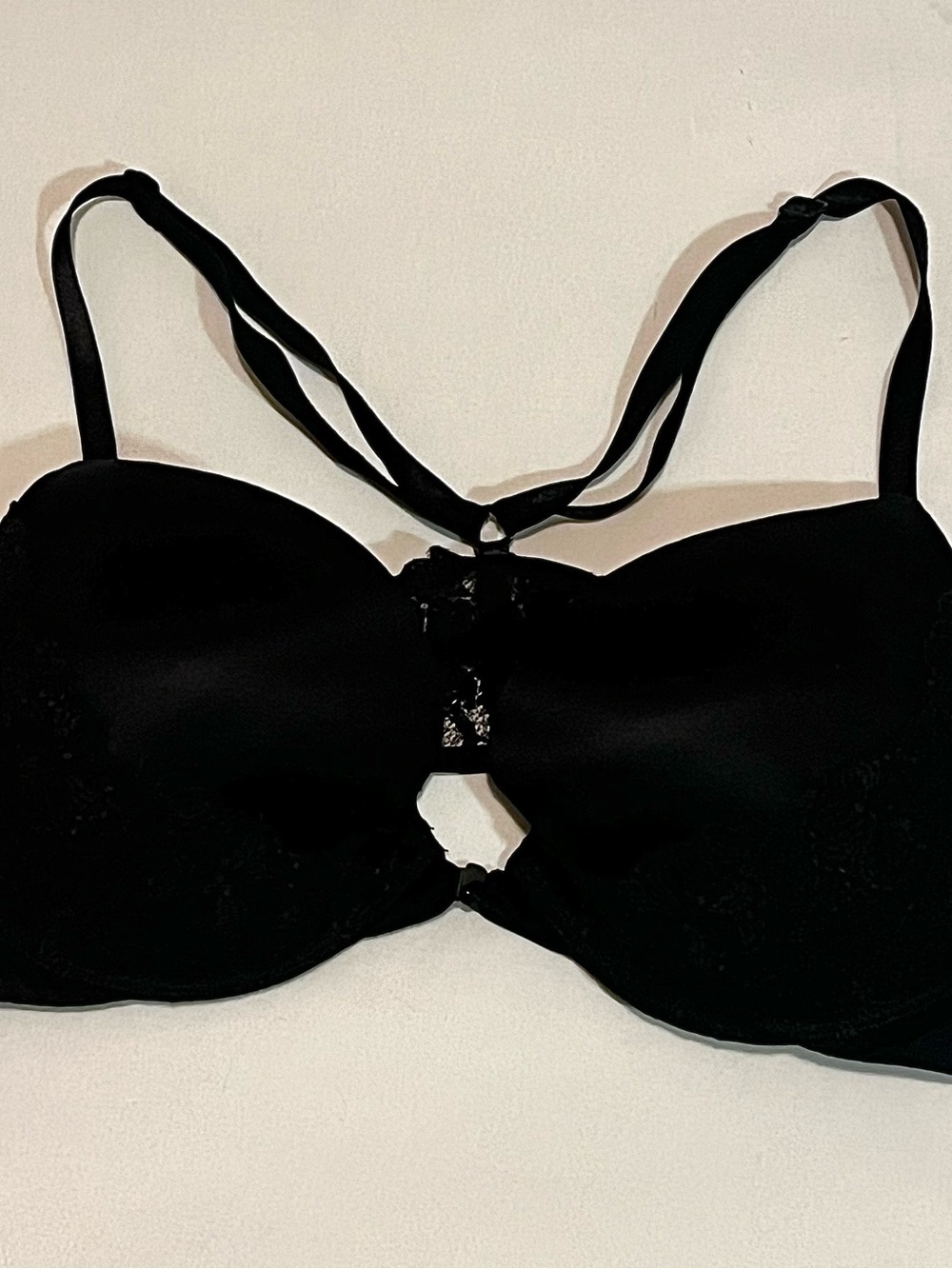 Victoria's Secret Black Lace Accent Bra with Strappy Center Detail